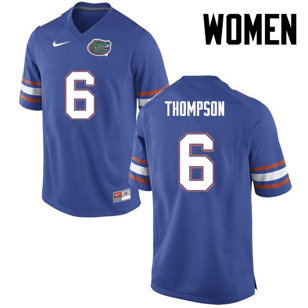 NCAA Florida Gators Deonte Thompson Women's #6 Nike Blue Stitched Authentic College Football Jersey LXE2364XJ